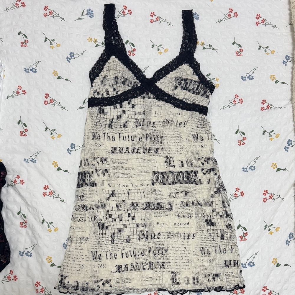 UO Newspaper Lace Mini Dress